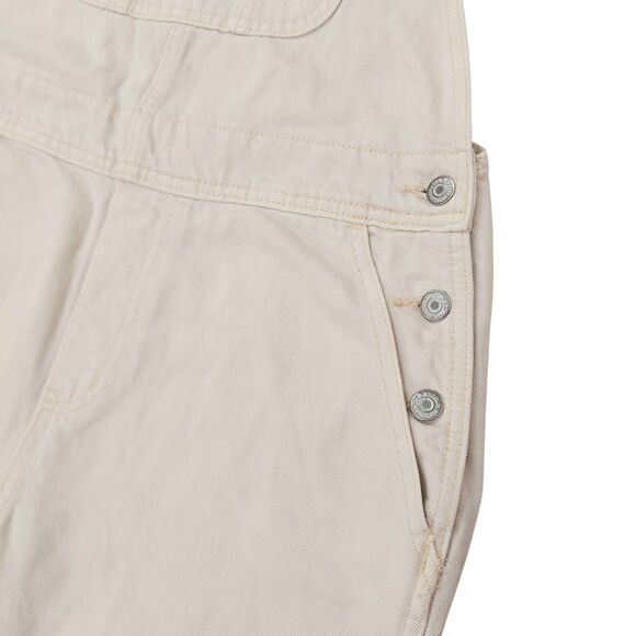 Old Navy Overalls Womens 8 Beige 100% Cotton Side Button Utility Denim Retro Y2K - Picture 4 of 13